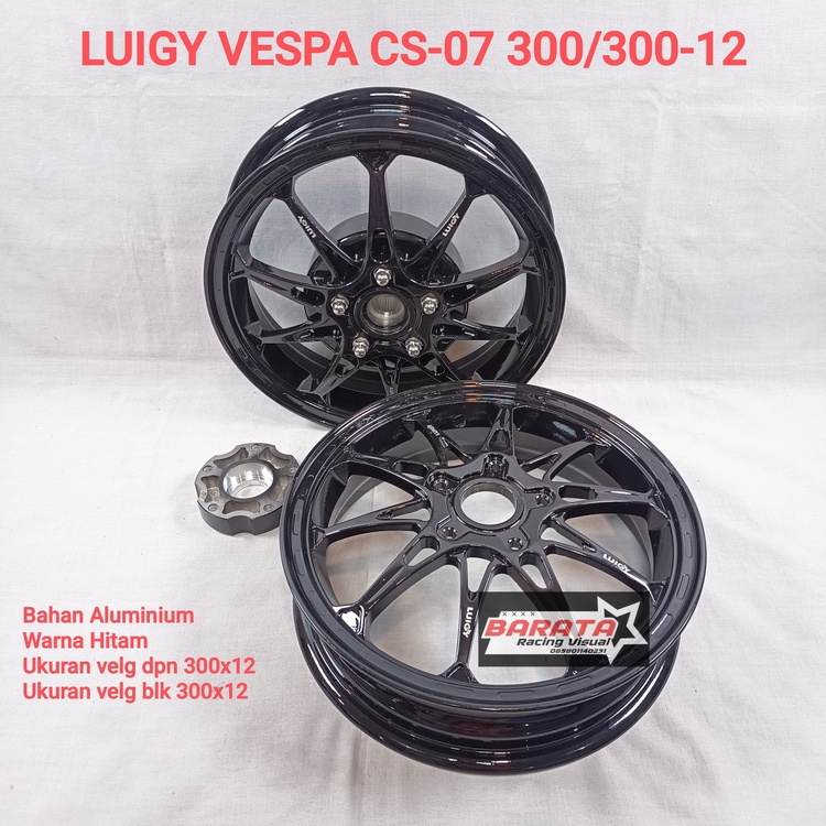 VELG LUIGY MOTOR VESPA CS-07 300/300 RING 12 HITAM