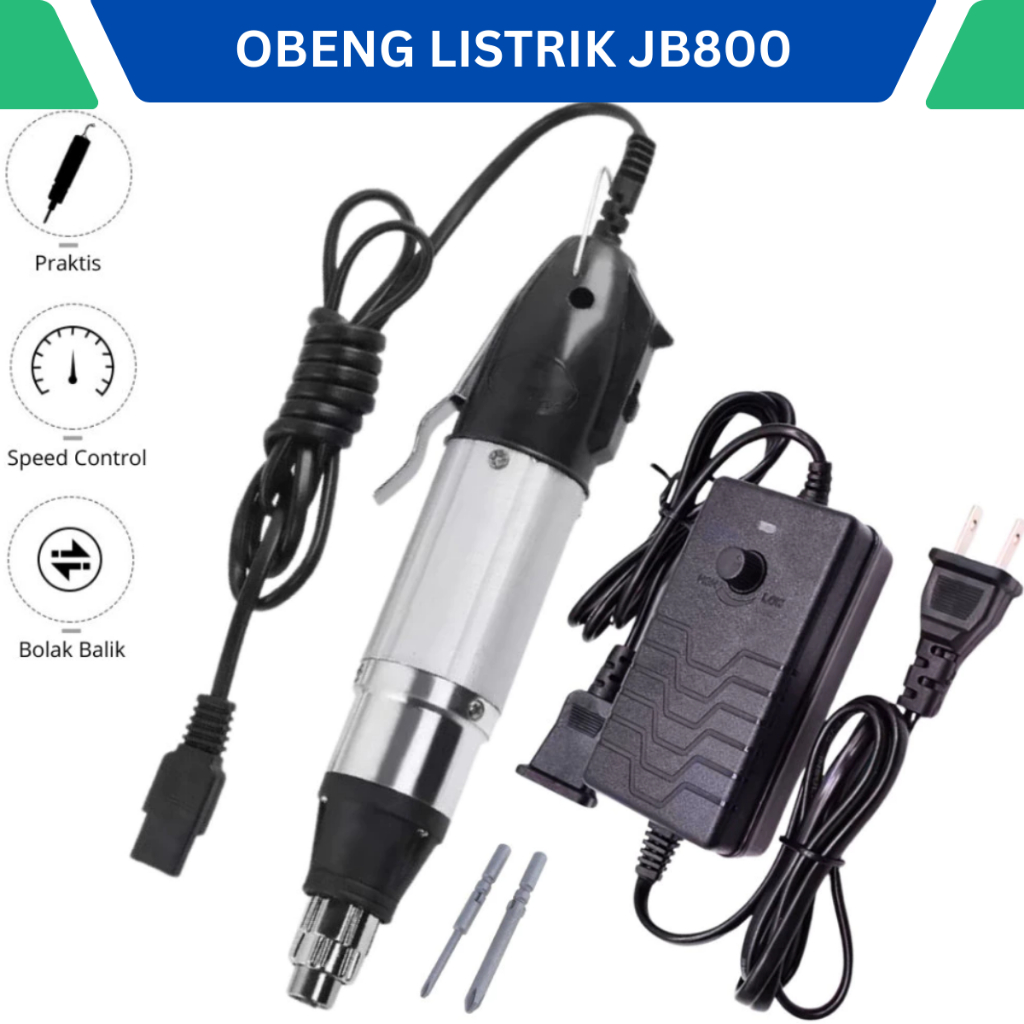 Obeng Listrik Screwdriver Elektrik JB800 Bolak Balik Lengkap mata Obeng Plus