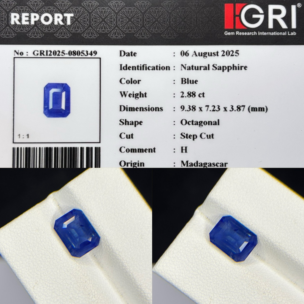 Natural Blue Sapphire Madagascar memo GRI LAB