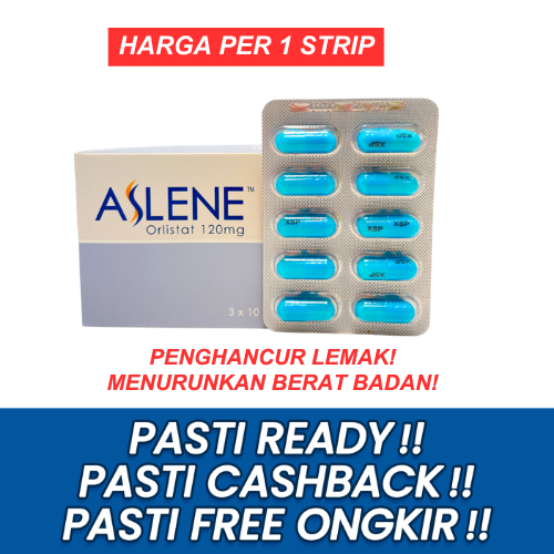ASLENE ORLISTAT 120MG PER STRIP PENGHANCUR LEMAK PELANGSING BADAN OBAT DIET EXP TERBARU SIAP KIRIM
