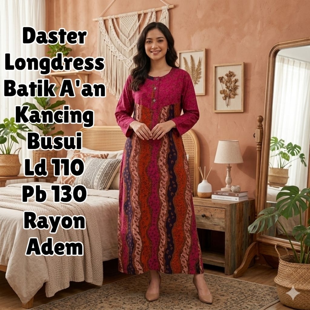 Daster Longdres Batik A'an Terbaru Kekinian Ld110 Pb130 Busui