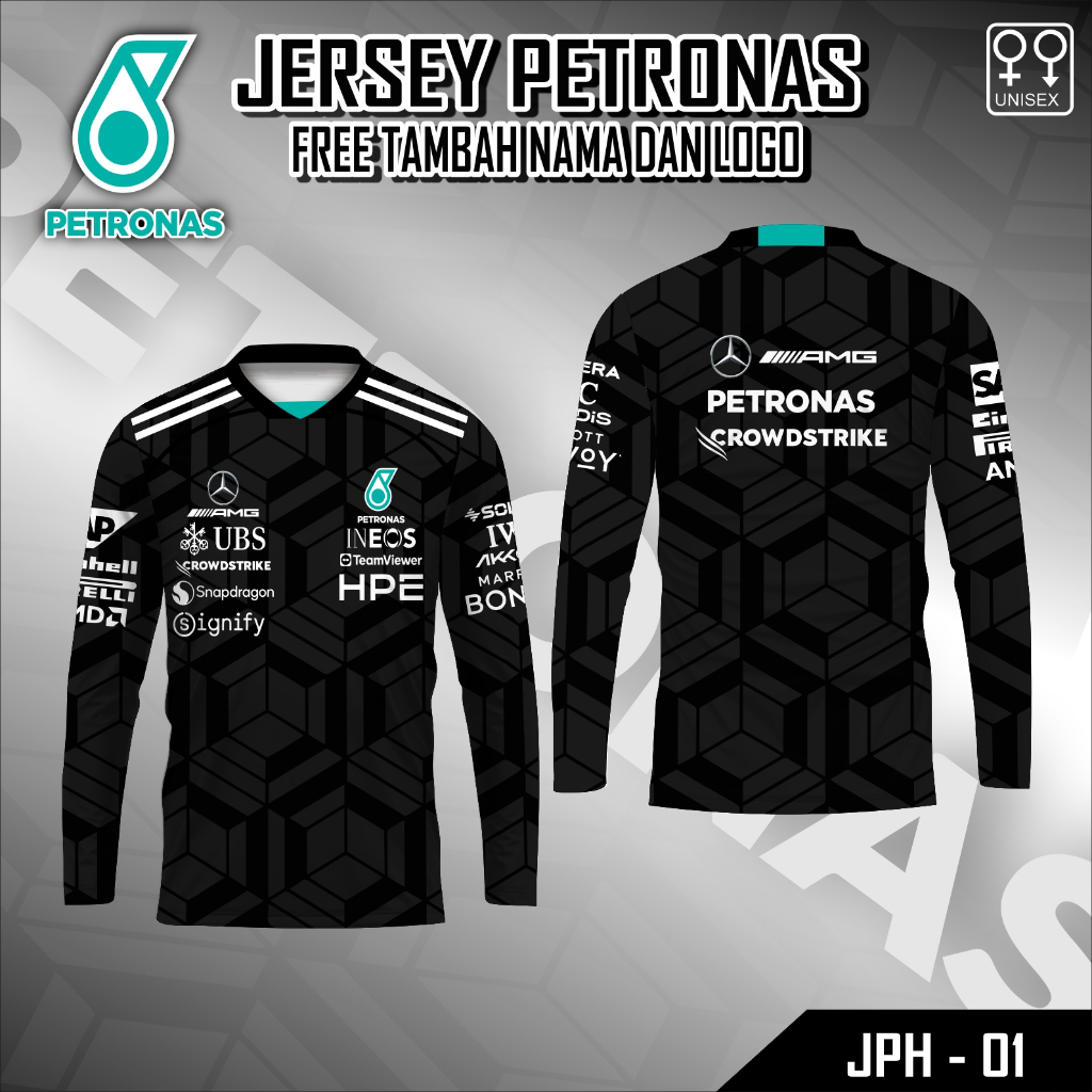 Jersey Mercedes Petronas F1 Kaos Racing Formula Baju Motorsport lengan panjang