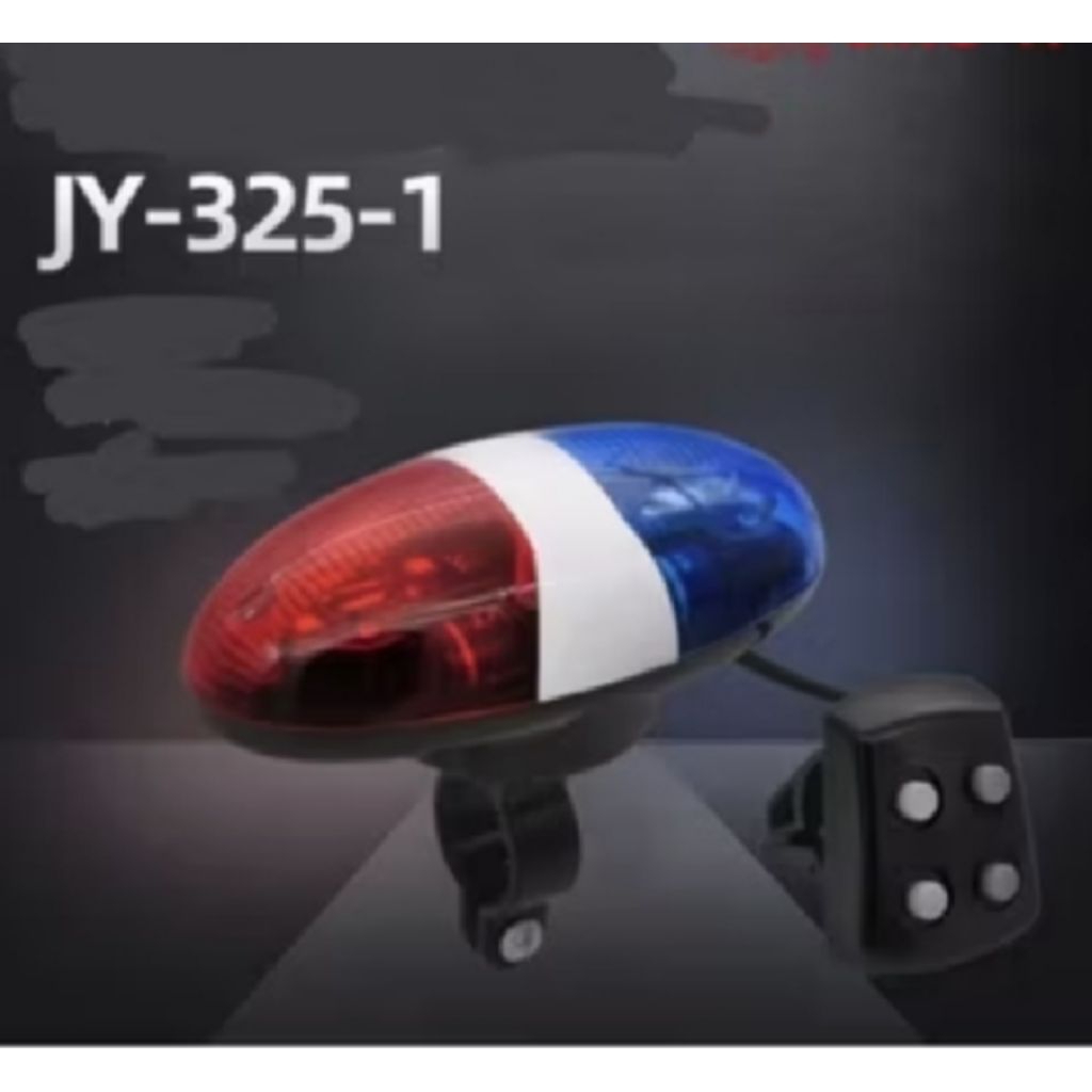 Bel Sirine Polisi Klakson Sepeda Anak Lampu Depan Sepeda Klakson Sirine Polisi 6 LED 4 Sound Nada Kl