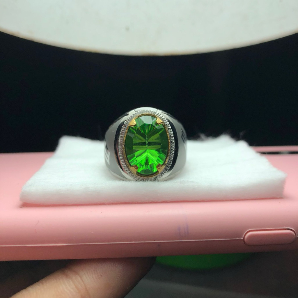 Cincin Batu Aquamarine Berlyn Asli Terbaik Warna hijau