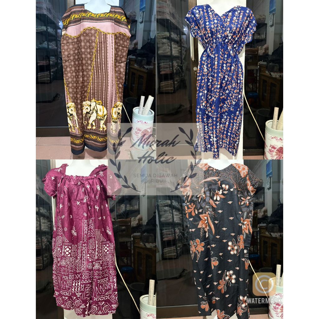 MURHOL Daster Batik Rumahan Adem Nyaman Fuji Manohara Midi Payung Baju Tidur Dress Wanita Rayon
