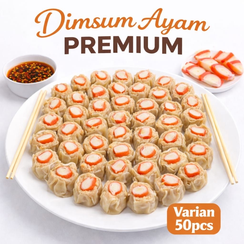 DIMSUN AYAM PREMIUM ISI 50pcs TOPING KEPITING BONUS CHILLI OIL SAMBAL ASAM MANIS PEDAS [DAPUR A.N]
