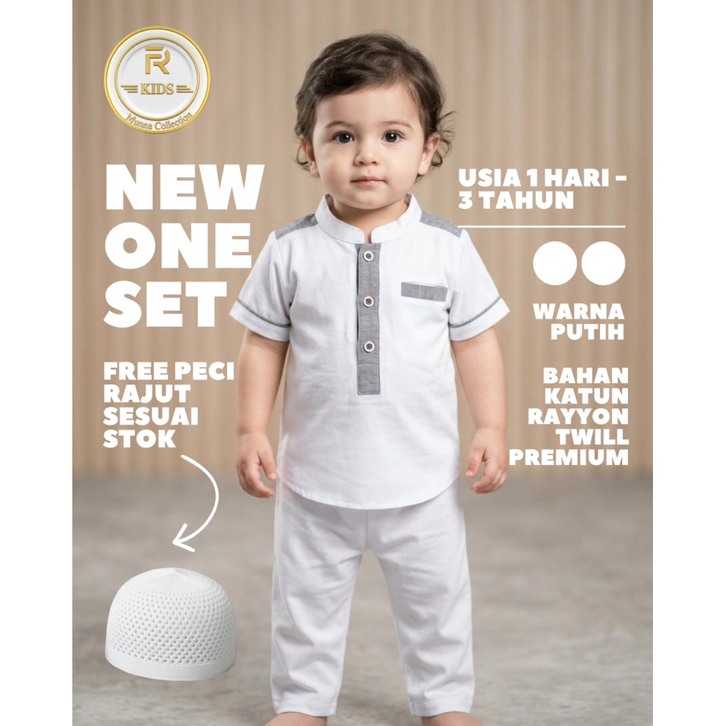 Setelan Koko Bayi/ Koko Bayi /Koko Anak/ Baju Bayi Koko/ Free Peci Rajut
