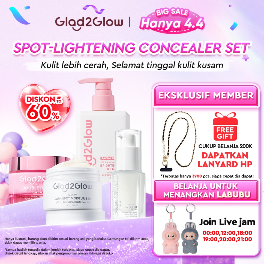 [SPOT-LIGHTENING] Glad2Glow 377 Dark Spot Concealer  bundle 4PCS Skincare Paket-SymWhite 377 Moistur