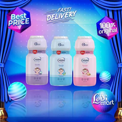 Cussons Baby Powder 75gr + 25gr - Bedak Tabur 100gr - Cusson - Bedak Bayi - Melembabkan Kulit - LEDI