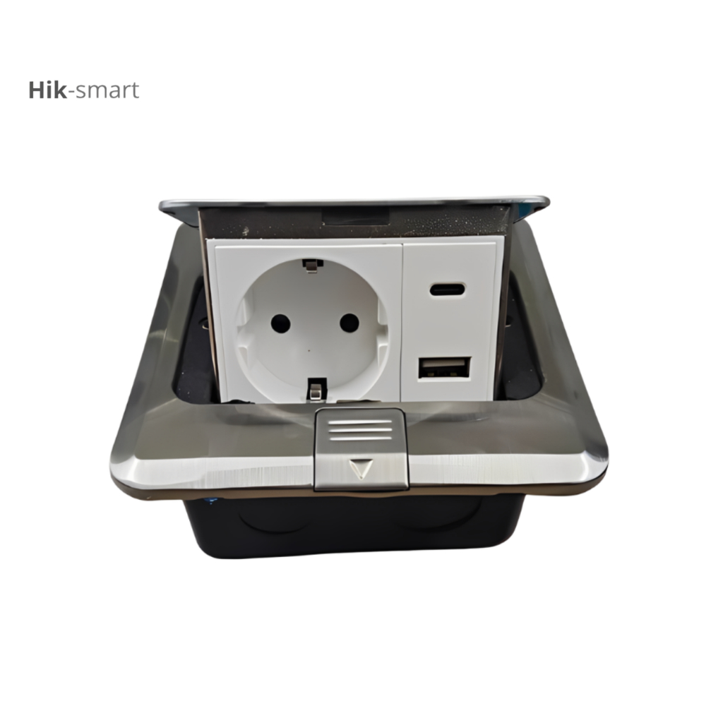 HIKSMART Stop Kontak Tanam Lantai USB Type C European Style Plug