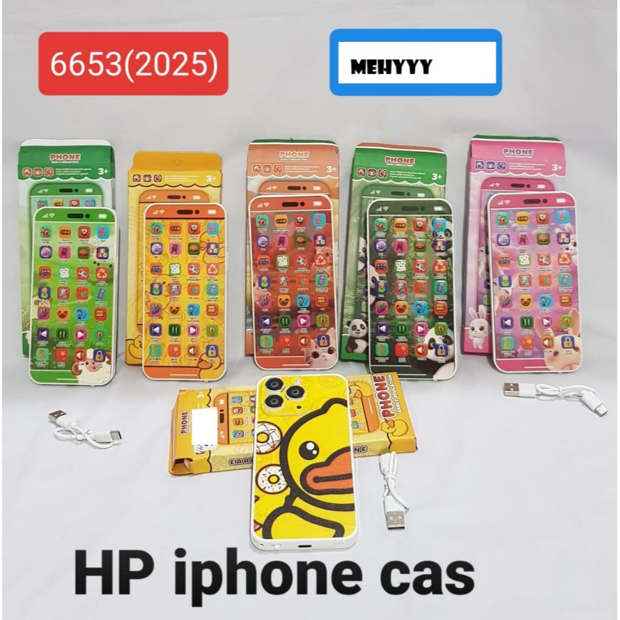Mainan anak bentuk Hp iphone 6653 ( 2025 ) mainan edukasi anak bentuk hp canggih dengan motif lucu