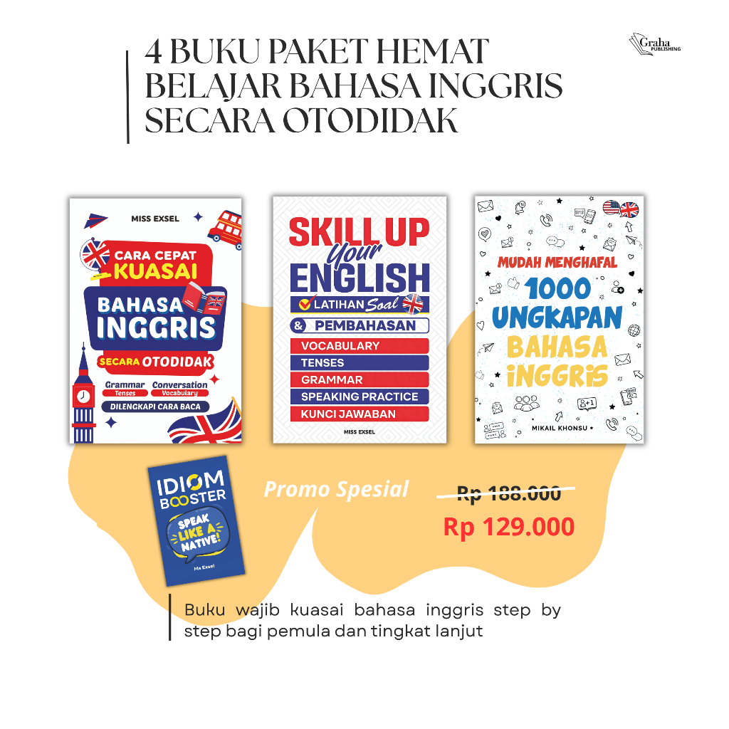 Paket Murah 4 Buku Belajar Bahasa Inggris Secara Otodidak ( Cepat Kuasai Bahasa Inggris + Skill  UP 