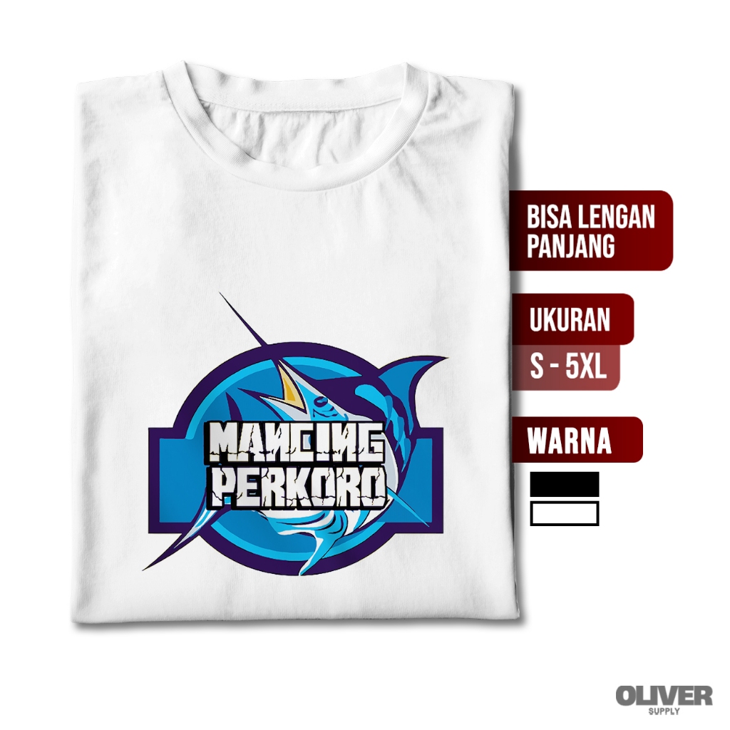 Baju Kaos Plesetan MANCING PERKORO / baju kaos parodi logo brand merk lucu / ugly t shirt / kaos kat