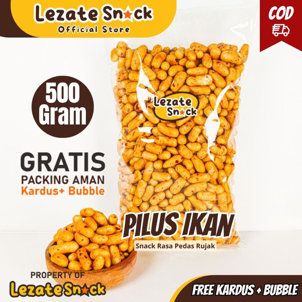Pilus Rujak Ikan Tenggiri 500GR Kiloan Murah Enak Renyah / Pilus Bangkok Pedas Manis Daun Jeruk / Pi