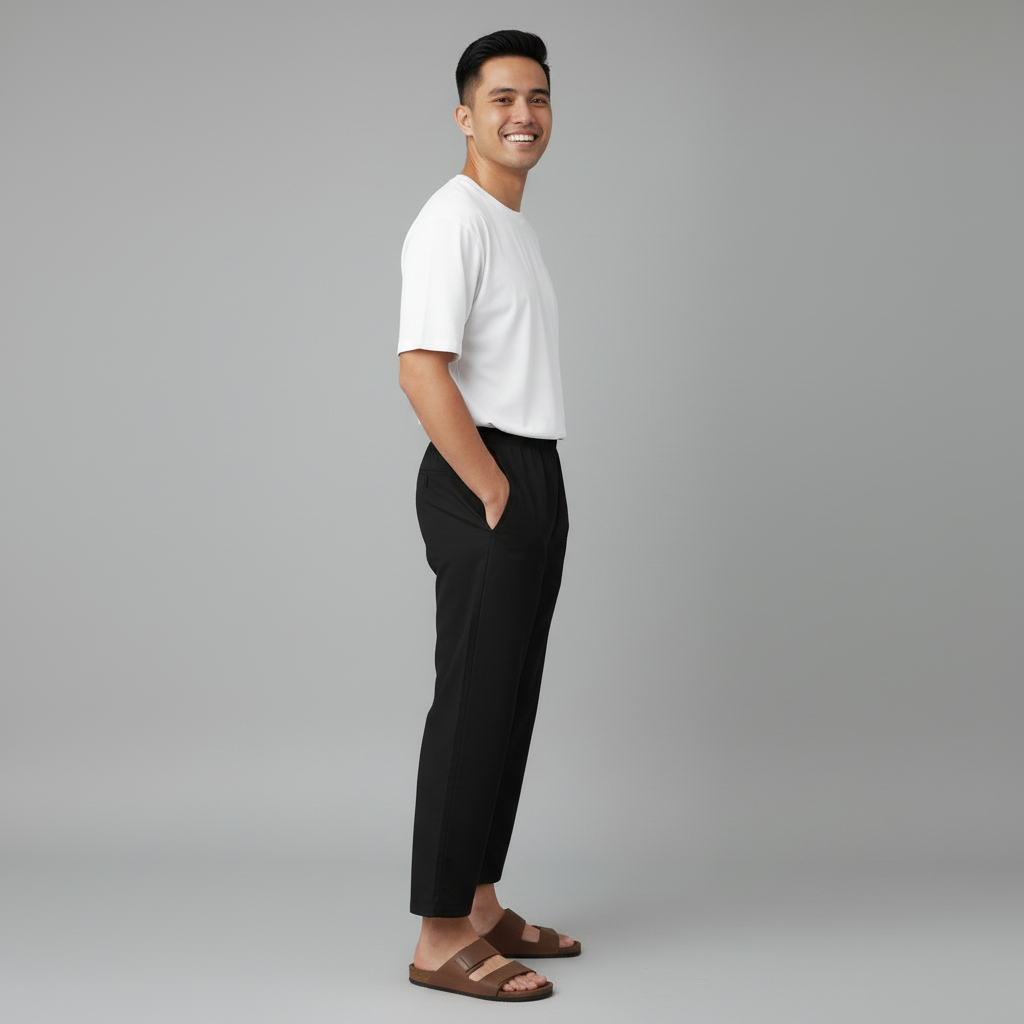 Raw and Denim - Celana Ihram Pria Bahan Katun Warna Putih Dan Hitam Celana Sirwal Pria Polos