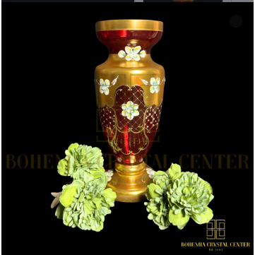 Bohemia Crystal - High Enamel Buro Red Vase Kristal