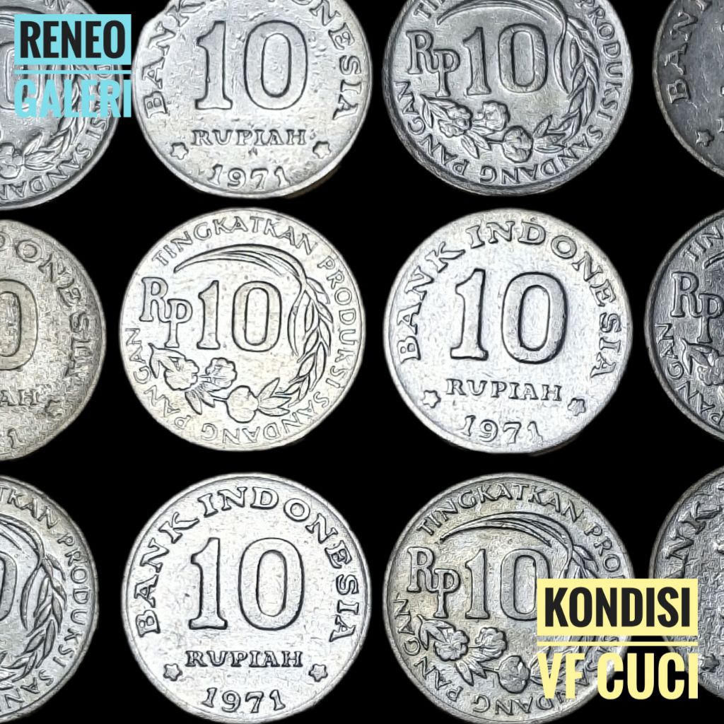 VF Bersih Koin Rp 10 Rupiah Tahun 1971 Uang Kuno logam Indonesia Cuci