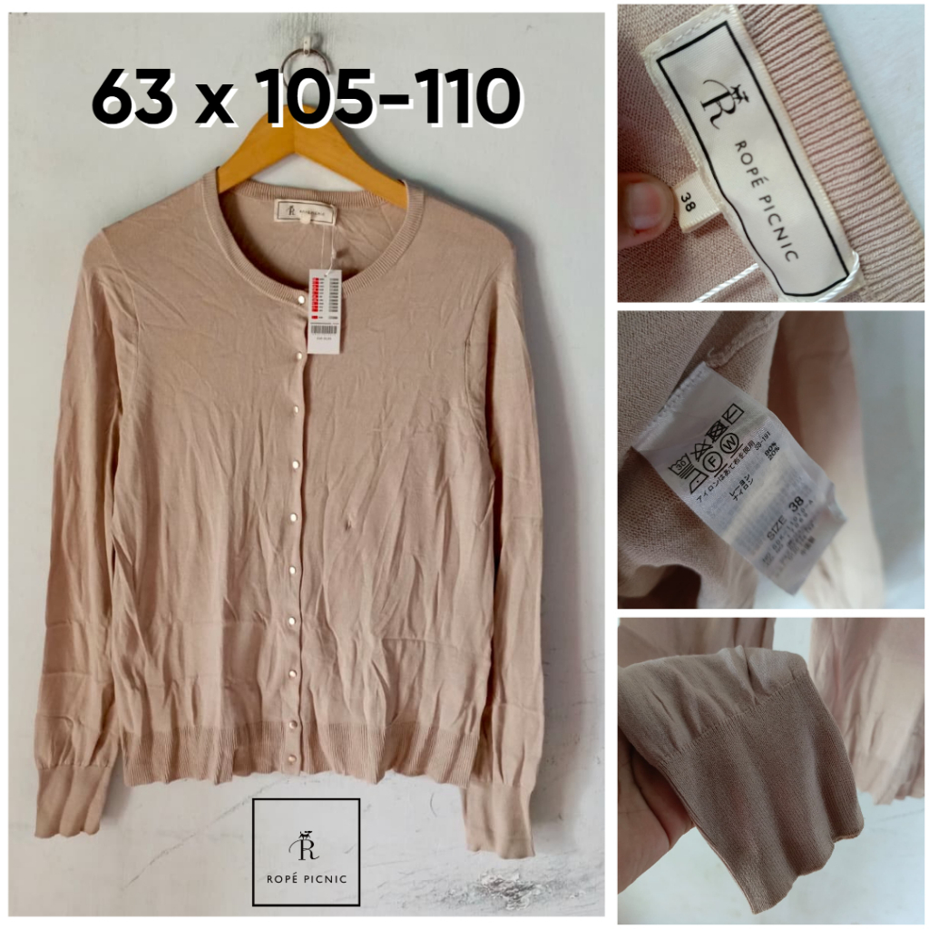 Cardigan Rope Picnic Coklat O Neck Size M Wanita Knit Atasan Outer KL445