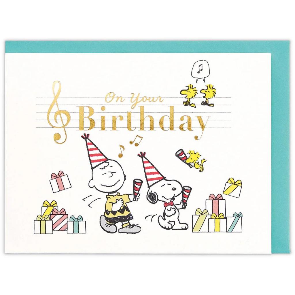 GREETING CARD- HALLMARK- SNOOPY- BIRTHDAY CRACKER- CELEBRATION CARD- JP