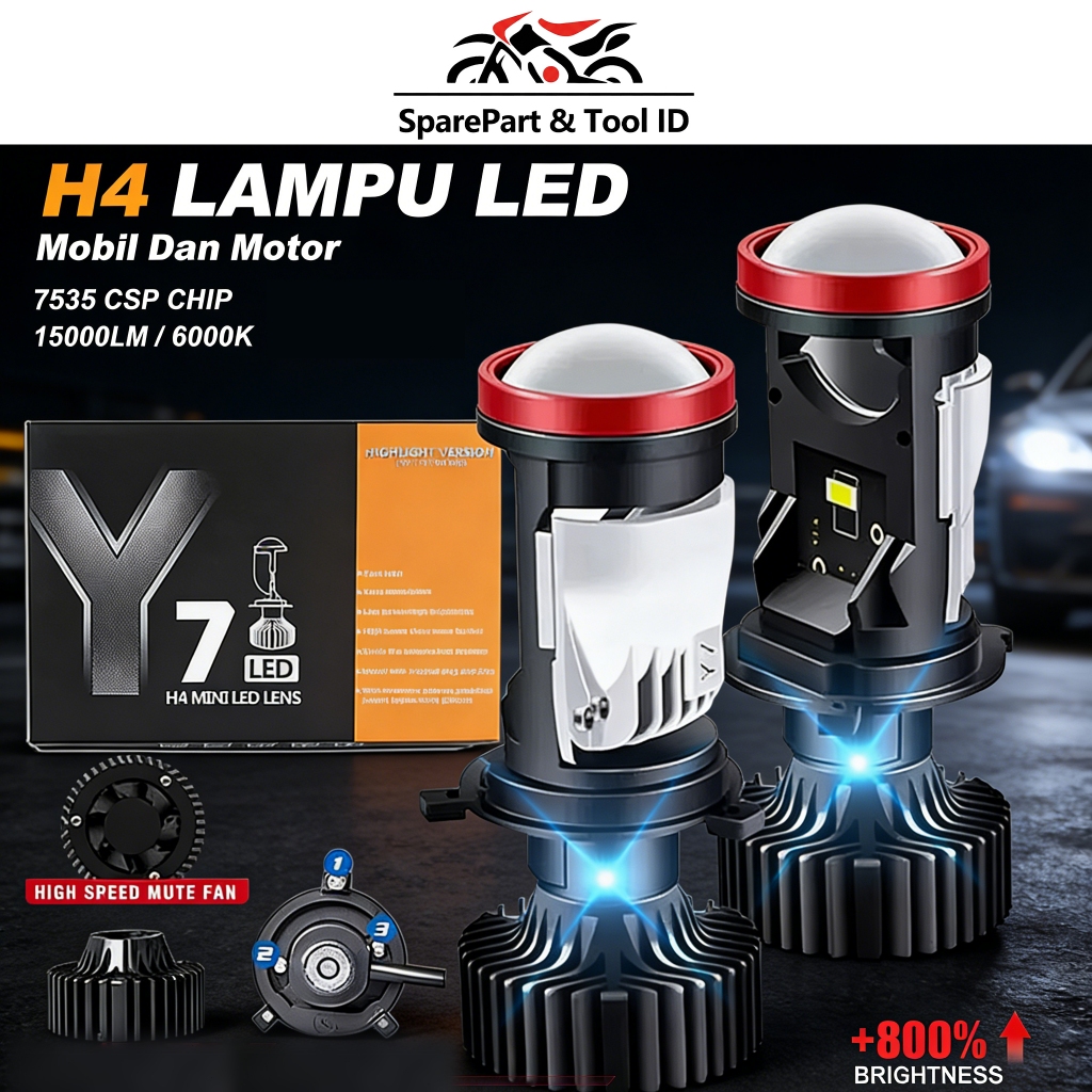 [COD] Y17D Bohlam LED Mobil & Motor 160W H4 Super Terang Asli Mini Proyektor LED Lampu Depan H4 Bohl