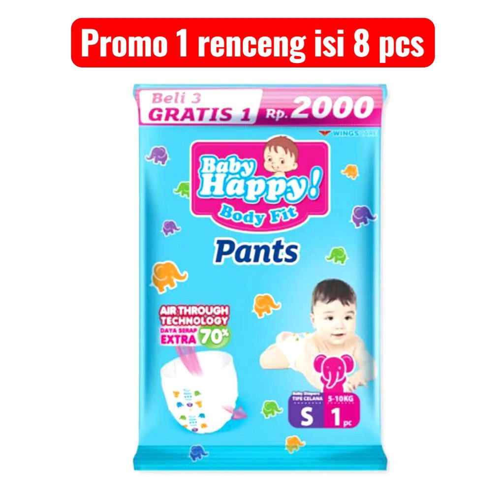 Promo Baby happy size S renceng isi 8 pcs popok bayi sekali pakai