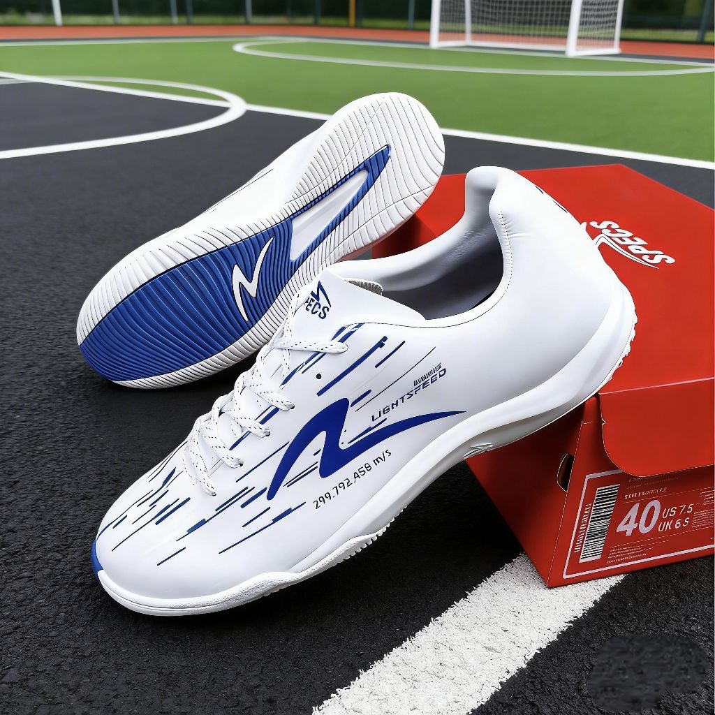 Best Seller  Sepatu Futsal Specs Lightspeed Reborn Unisex Grade Dewasa & Anak Termurah Putih Biru & 