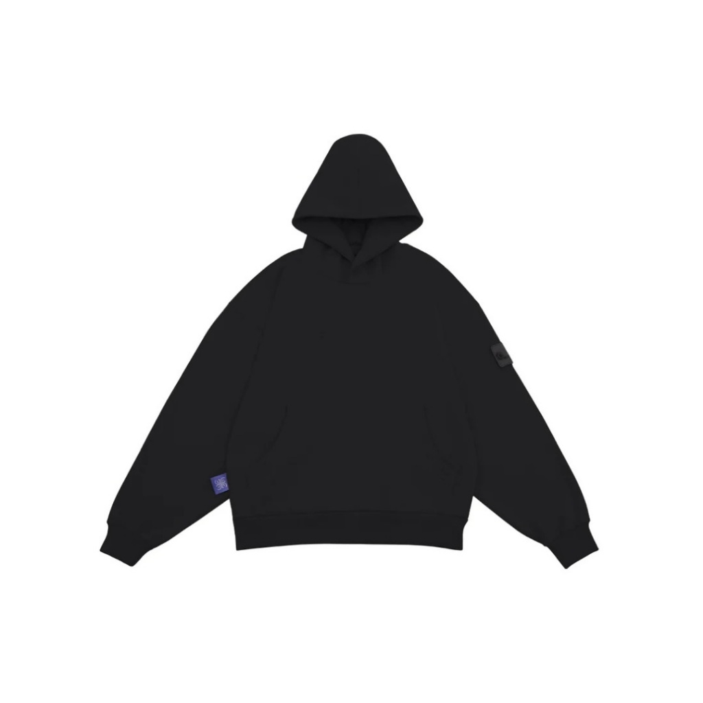 W Essentiels Hoodie Label Bleu Affinity REF-7311 Zero Black - 100% ORIGINAL