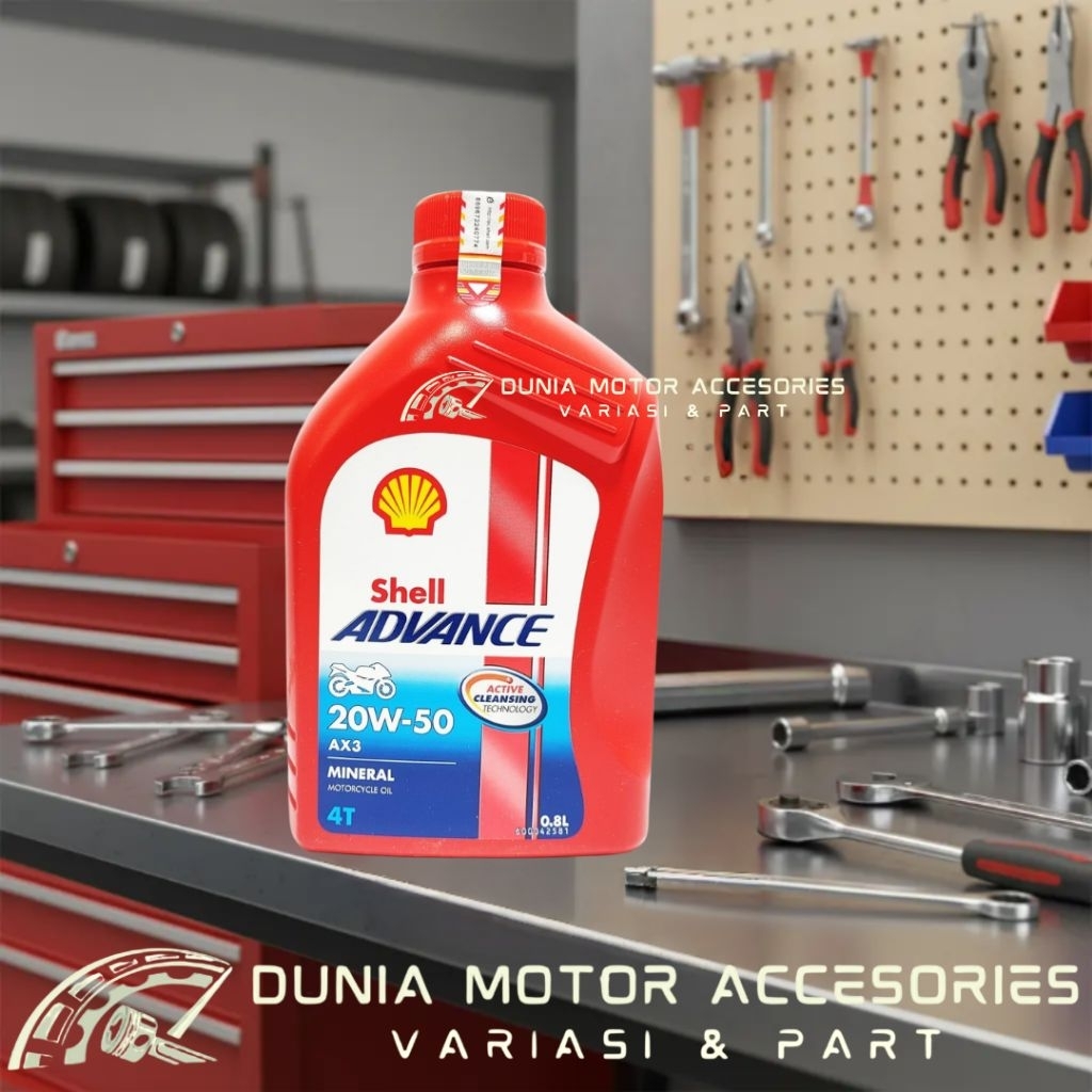 Oli Motor Shell Advance AX3 20W-50 (merah) 4TAK [ BEBEK / SPORT 800ml - ORIGINAL