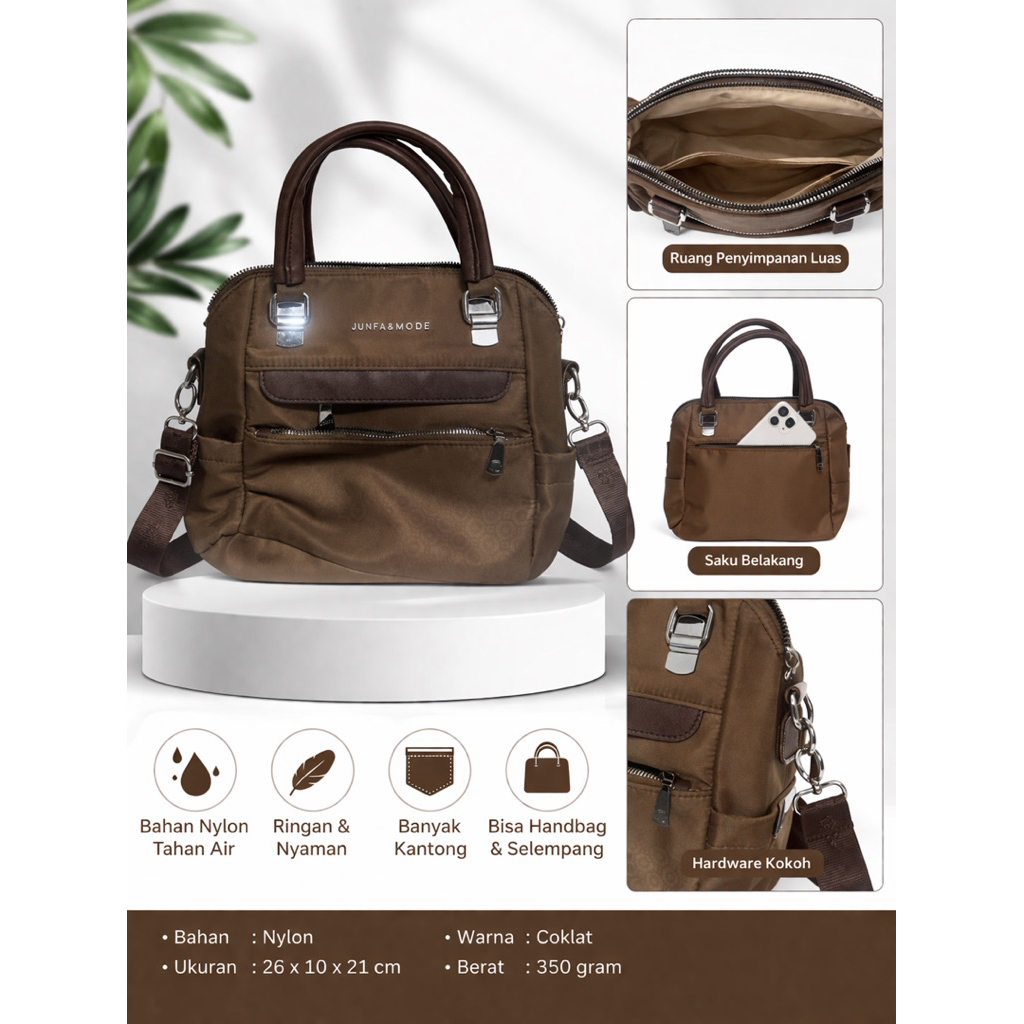 PRELOVED Tas Wanita JUNFA & MODE Nylon Premium – Handbag & Selempang Multifungsi, Ringan & Banyak Ka