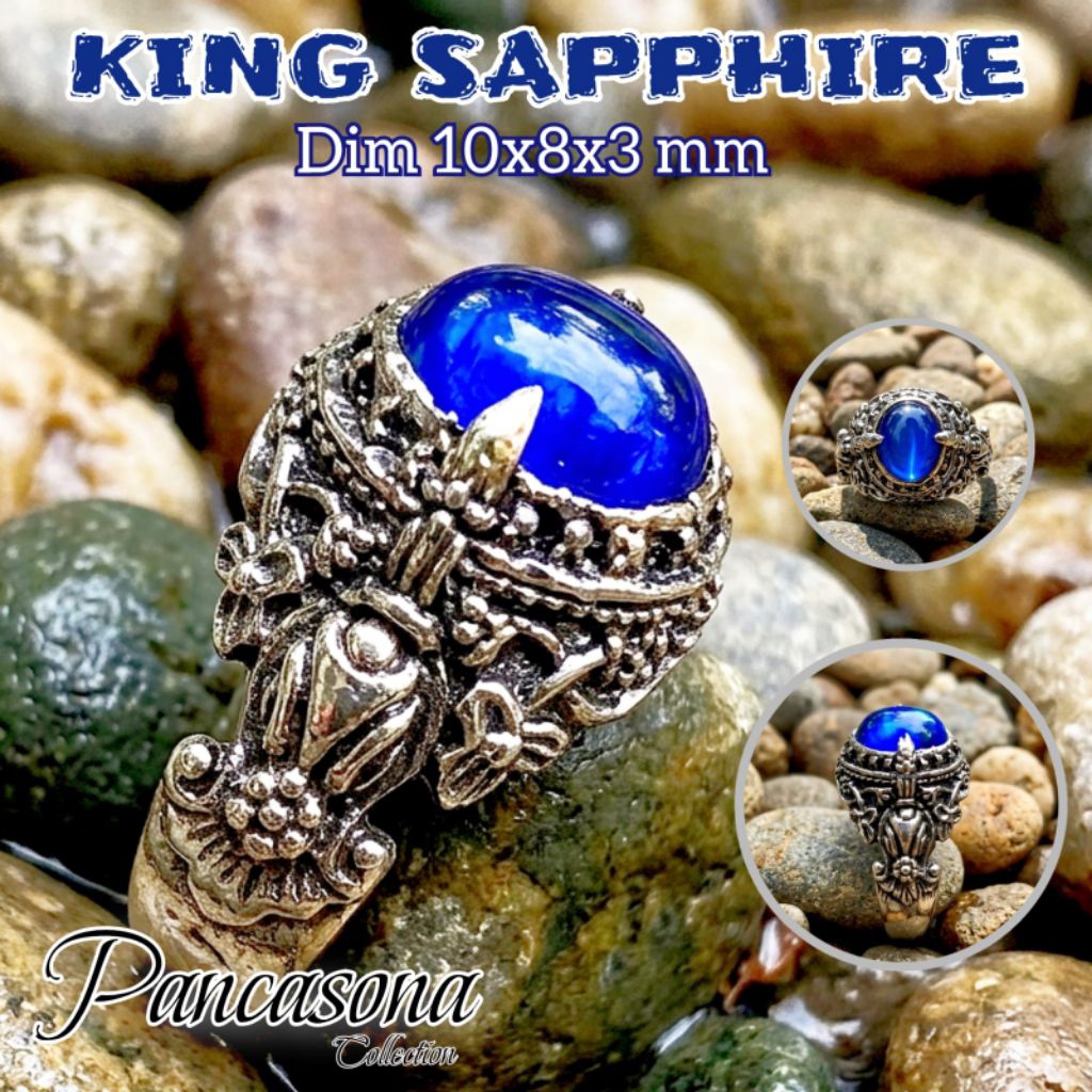 CINCIN BATU AKIK KING SAPPHIRE SUPER KRISTAL RING BALI