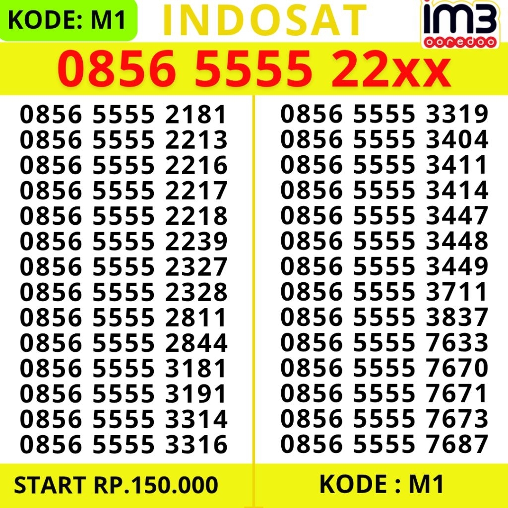 Nomor Cantik Im3 Indosat 5555 Triple Super Abab 0856 Kartu Perdana Indosat im3 Support 4g lte 5g 10 