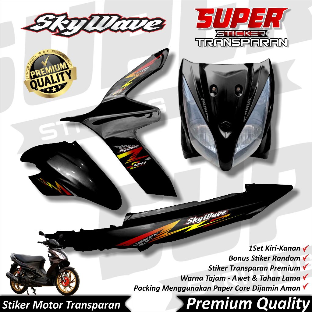 Stiker Transparan Skywave Anti Luntur keren Striping Skywave Striping Suzuki Skywave LIGHTNING