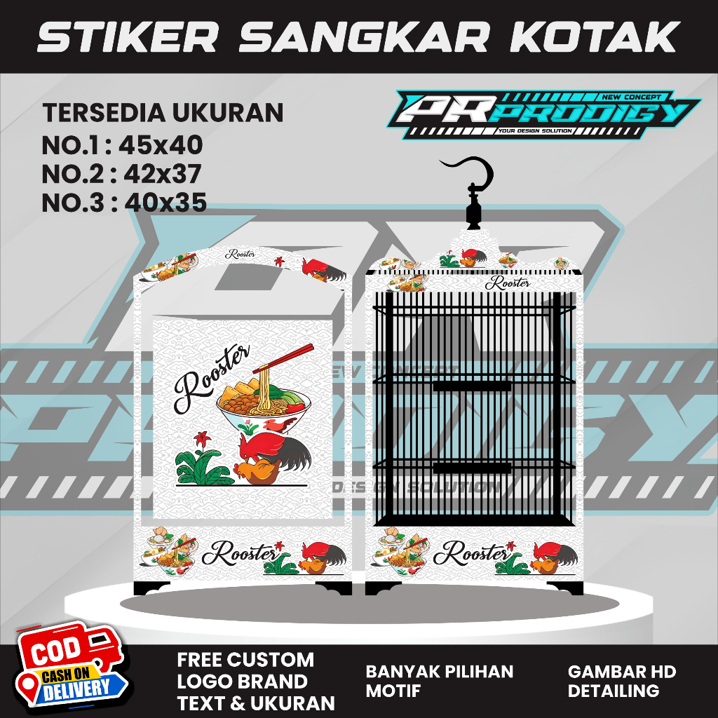 Stiker Decal Sangkar Burung / Sangkar Koper / Koper Kipas/ Sangkar Kosan ROOSTER
