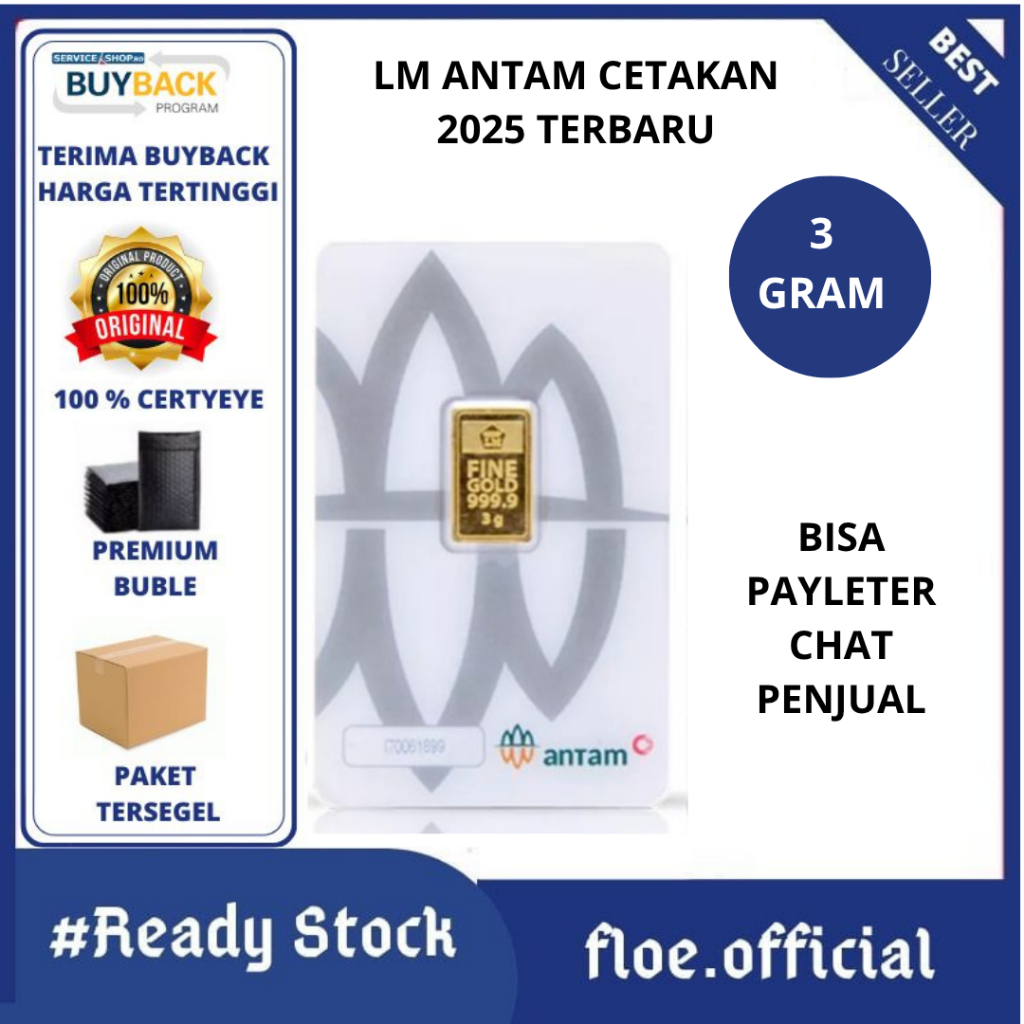 LM EMAS ANTAM 3 Gram, LOGAM MULIA TERBARUu