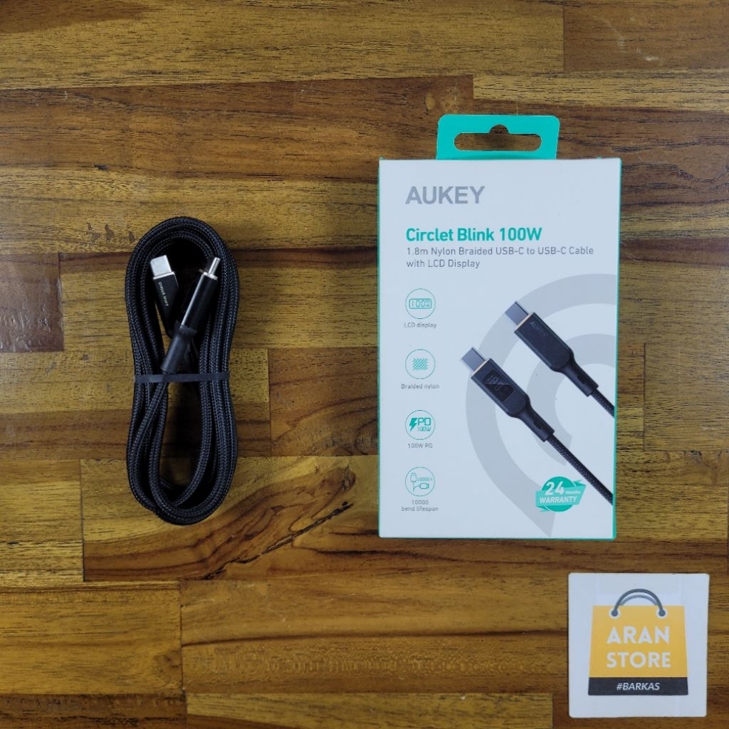 Kabel Type C Aukey Circlet Blink Data Cable 100W USB-C to USB-C