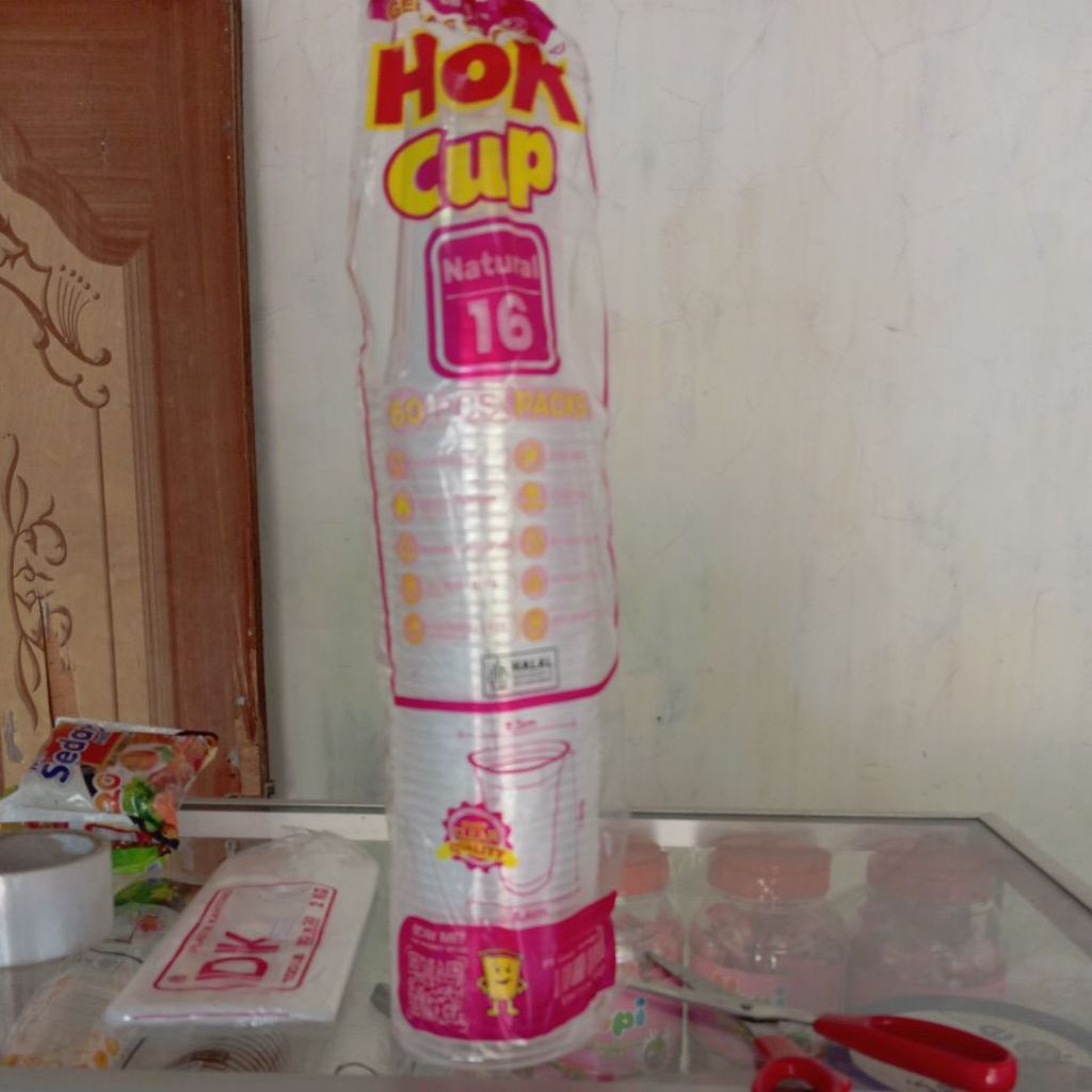 Gelas Plastik HOK Ukuran Lengkap 6oz hingga 22oz tanpa Tutup