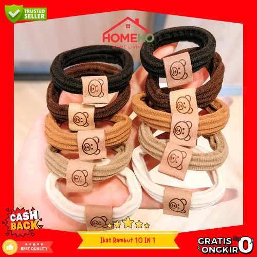 HK Ikat Rambut Beruang 10 IN 1 / Kunciran Rambut Motif Beruang / Ikat Rambut Bear Elastis 10 IN 1