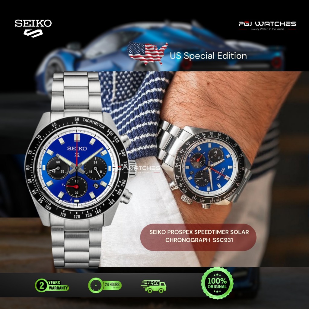 SEIKO Prospex Solar Chronograph Blue Dial Stainless Steel Strap - SSC931