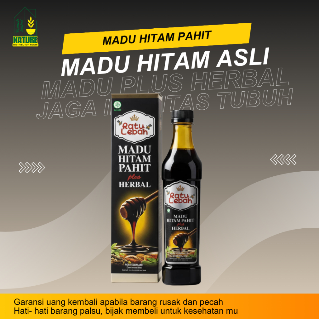 Madu Hitam Pahit RATU LEBAH Tingkatkan Imun Kontrol Gula Darah Kolestrol Batuk Maag Bpom