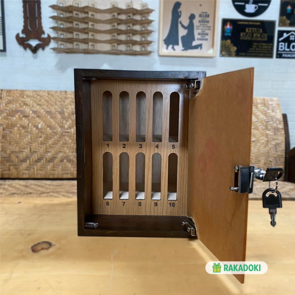 Rak Tempat HP 10 Slot Rak HP Service Management Box Rak Penyimpanan HP Susun Kayu