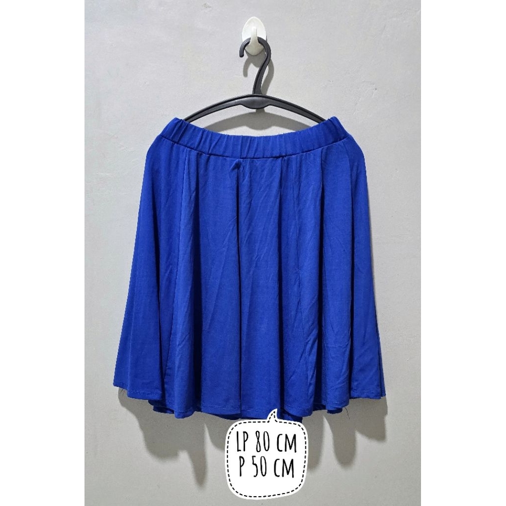 Rok biru dongker elektrik vintage rok kerja Preloved PL