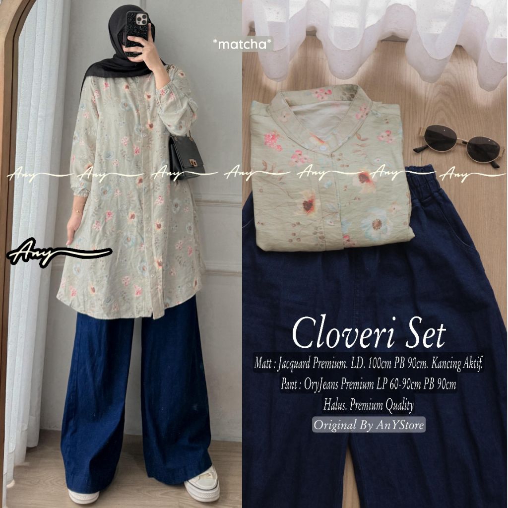 Cloveri Set Set Kulot Jeans Wanita By Any One Set Terbaru