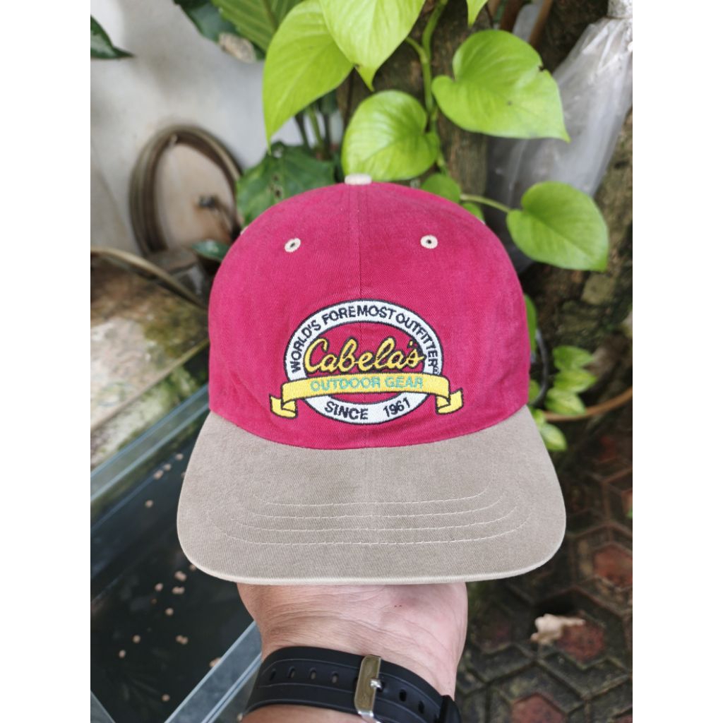 Topi Vintage CABELA'S OUTDOOR GEAR Blockhead script By PARAMOUNT HEADWEAR made in USA
