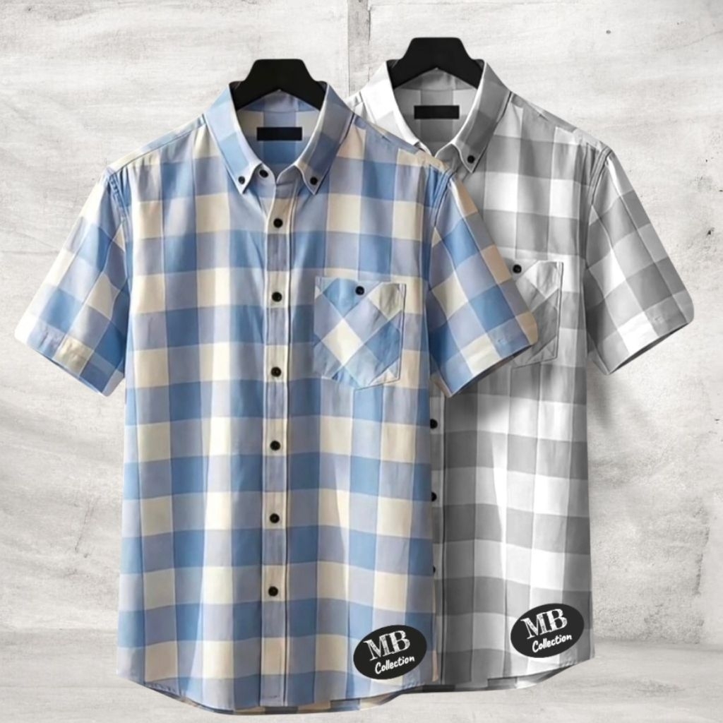 Kemeja Pria Lengan Pendek Dewasa Kain Flanel Super Tebal Halus