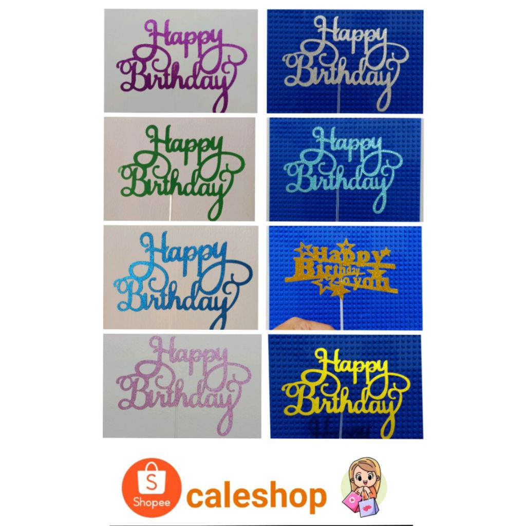 Topper Kertas Happy Birthday Glitter