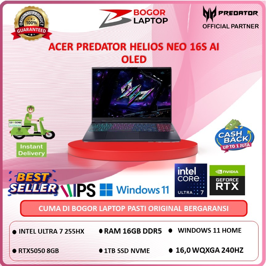 ACER PREDATOR HELIOS NEO 16S AI OLED ULTRA 7 255HX RTX5050 8GB/ 16GB 1TB