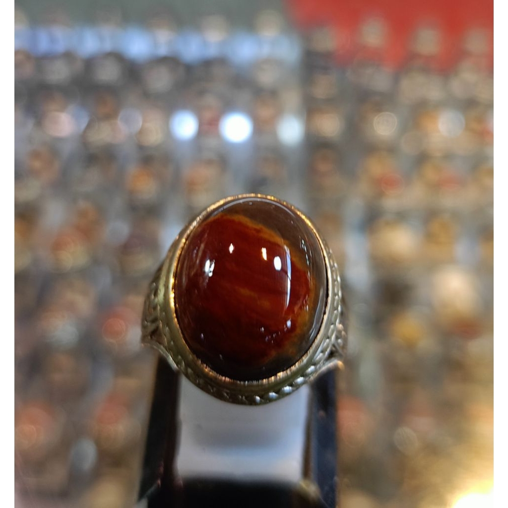Cincin Fosil kelor merah/motif  (natural)