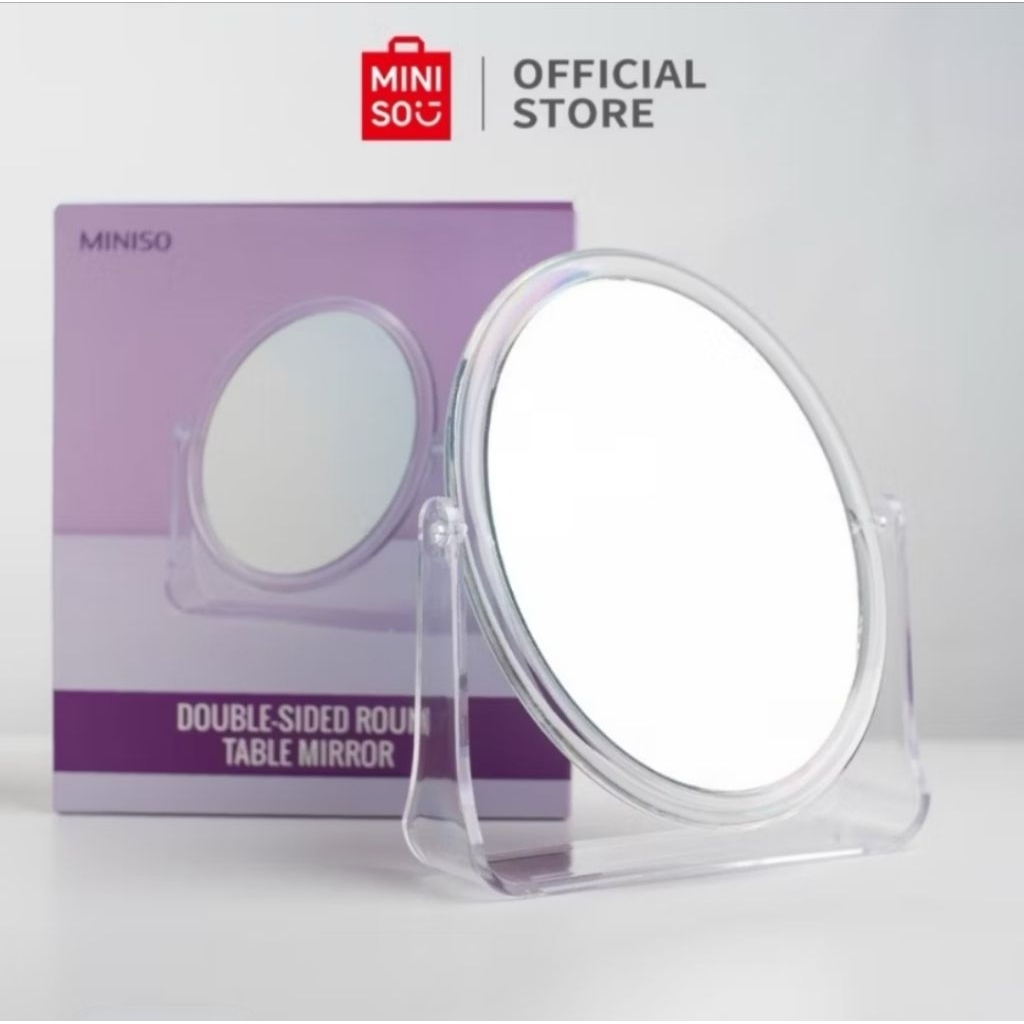 MINISO Cermin Makeup Dua Sisi Bulat - Desain Modern, Bahan Tahan Lama, Mudah Dibersihkan