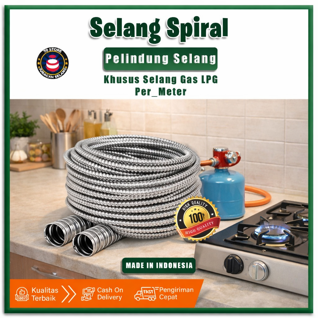 SELANG SPIRAL FLEKSIBEL PELINDUNG SELANG GAS PERMETER SELONGSONG SELANG GAS LPG MURAH COD
