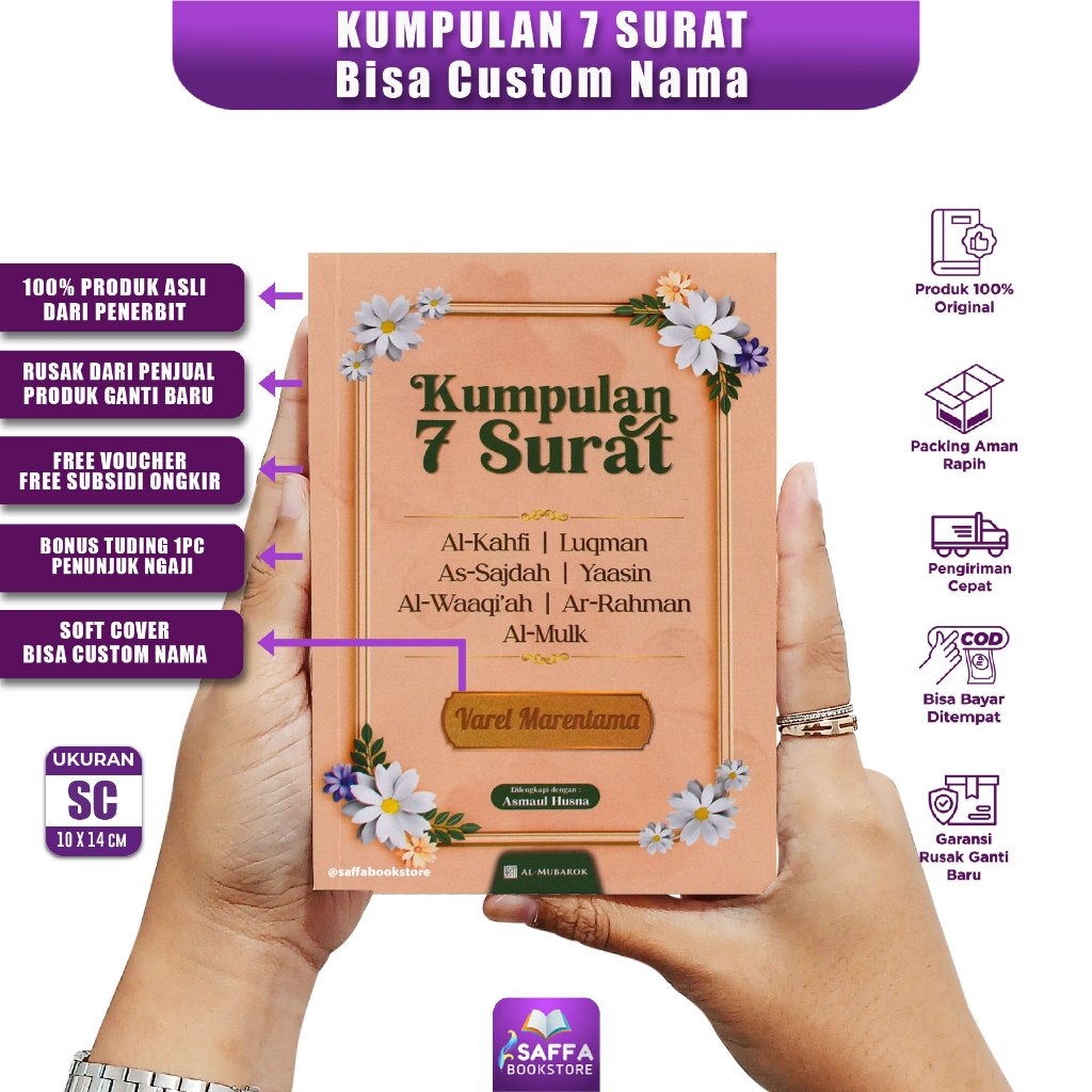 Buku Kumpulan 7 Surat Ukuran Saku A6 - Ayat-ayat Pilihan Dalam Al Quran Disertai Terjemah dan Latin